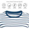Lands’ End Women’s Relaxed American-Grown Supima Cotton Crew Neck T-Shirt(Navy/White Breton Stripe)