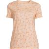 Lands’ End Women’s Relaxed American-Grown Supima Cotton Crew Neck T-Shirt(Orange Mist Palm Leaves)