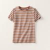 Lands’ End Women’s Relaxed American-Grown Supima Cotton Crew Neck T-Shirt(Rich Ginger Even Stripe)