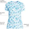 Lands’ End Women’s Relaxed American-Grown Supima Cotton Crew Neck T-Shirt(Serene Blue Painted Floral)