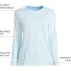 Lands’ End Women’s Relaxed American-Grown Supima Cotton Long Sleeve Crew Neck T-Shirt(Bermuda Blue Micro Stripe)