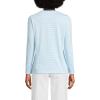 Lands’ End Women’s Relaxed American-Grown Supima Cotton Long Sleeve Crew Neck T-Shirt(Bermuda Blue Micro Stripe)