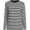 Lands’ End Women’s Relaxed American-Grown Supima Cotton Long Sleeve Crew Neck T-Shirt(Black Even Stripe)