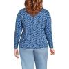 Lands’ End Women’s Relaxed American-Grown Supima Cotton Long Sleeve Crew Neck T-Shirt(Deep Sea/Blue Ditsy Floral)