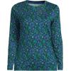 Lands’ End Women’s Relaxed American-Grown Supima Cotton Long Sleeve Crew Neck T-Shirt(Deep Sea/Vibrant Lapis Flowers)