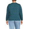 Lands’ End Women’s Relaxed American-Grown Supima Cotton Long Sleeve Crew Neck T-Shirt(Deep Sea/Vibrant Lapis Flowers)