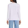 Lands’ End Women’s Relaxed American-Grown Supima Cotton Long Sleeve Crew Neck T-Shirt(Lilac Petal/Ivory Micro Stripe)