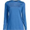 Lands’ End Women’s Relaxed American-Grown Supima Cotton Long Sleeve Crew Neck T-Shirt(Muted Cobalt Blue)