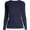 Lands’ End Women’s Relaxed American-Grown Supima Cotton Long Sleeve Crew Neck T-Shirt(Radiant Navy)