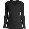 Lands’ End Women’s Relaxed American-Grown Supima Cotton Long Sleeve V-Neck T-Shirt(Black)