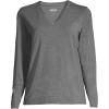 Lands’ End Women’s Relaxed American-Grown Supima Cotton Long Sleeve V-Neck T-Shirt(Charcoal Heather)