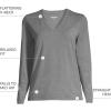 Lands’ End Women’s Relaxed American-Grown Supima Cotton Long Sleeve V-Neck T-Shirt(Charcoal Heather)