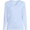 Lands’ End Women’s Relaxed American-Grown Supima Cotton Long Sleeve V-Neck T-Shirt(Clearlake Blue)