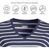 Lands’ End Women’s Relaxed American-Grown Supima Cotton Long Sleeve V-Neck T-Shirt(Deep Sea Navy Breton Stripe)