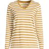Lands’ End Women’s Relaxed American-Grown Supima Cotton Long Sleeve V-Neck T-Shirt(Dijon Gold Even Stripe)