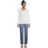 Lands’ End Women’s Relaxed American-Grown Supima Cotton Long Sleeve V-Neck T-Shirt(Ivory)