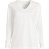 Lands’ End Women’s Relaxed American-Grown Supima Cotton Long Sleeve V-Neck T-Shirt(Ivory)