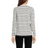 Lands’ End Women’s Relaxed American-Grown Supima Cotton Long Sleeve V-Neck T-Shirt(Ivory/Black Breton Stripe)