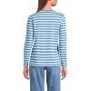 Lands’ End Women’s Relaxed American-Grown Supima Cotton Long Sleeve V-Neck T-Shirt(Muted Cobalt Even Stripe)