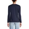 Lands’ End Women’s Relaxed American-Grown Supima Cotton Long Sleeve V-Neck T-Shirt(Radiant Navy)