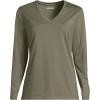 Lands’ End Women’s Relaxed American-Grown Supima Cotton Long Sleeve V-Neck T-Shirt(Soft Olive Drab)