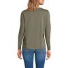 Lands’ End Women’s Relaxed American-Grown Supima Cotton Long Sleeve V-Neck T-Shirt(Soft Olive Drab)