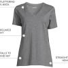 Lands’ End Women’s Relaxed American-Grown Supima Cotton V-Neck T-Shirt(Charcoal Heather)