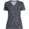 Lands’ End Women’s Relaxed American-Grown Supima Cotton V-Neck T-Shirt(Deep Sea Navy Multi Daisy)