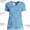 Lands’ End Women’s Relaxed American-Grown Supima Cotton V-Neck T-Shirt(Ivory/Vista Blue Flowers)