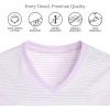 Lands’ End Women’s Relaxed American-Grown Supima Cotton V-Neck T-Shirt(Lilac Petal/Ivory Micro Stripe)