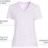Lands’ End Women’s Relaxed American-Grown Supima Cotton V-Neck T-Shirt(Lilac Petal/Ivory Micro Stripe)