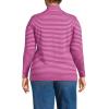 Lands’ End Women’s Relaxed Cotton Long Sleeve Mock Turtleneck Shirt(Aster Pink/Raspberry Stripe)