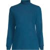 Lands’ End Women’s Relaxed Cotton Long Sleeve Mock Turtleneck Shirt(Baltic Teal)