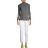 Lands’ End Women’s Relaxed Cotton Long Sleeve Mock Turtleneck Shirt(Charcoal Heather)