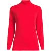 Lands’ End Women’s Relaxed Cotton Long Sleeve Mock Turtleneck Shirt(Compass Red)
