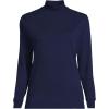 Lands’ End Women’s Relaxed Cotton Long Sleeve Mock Turtleneck Shirt(Deep Sea Navy)