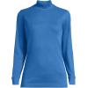 Lands’ End Women’s Relaxed Cotton Long Sleeve Mock Turtleneck Shirt(Muted Cobalt Blue)