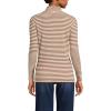 Lands’ End Women’s Relaxed Cotton Long Sleeve Mock Turtleneck Shirt(Rich Ginger/Ivory Stripe)