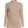 Lands’ End Women’s Relaxed Cotton Long Sleeve Mock Turtleneck Shirt(Rich Ginger/Ivory Stripe)