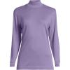 Lands’ End Women’s Relaxed Cotton Long Sleeve Mock Turtleneck Shirt(Violet Verbena)