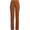 Lands’ End Women’s Relaxed Fit Sport Knit High Rise Pants – Soft Cotton Pull-On with Elastic Waist(Dark Caramel)