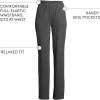 Lands’ End Women’s Relaxed Fit Sport Knit High Rise Pants – Soft Cotton Pull-On with Elastic Waist(Dark Charcoal Heather)