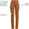 Lands’ End Women’s Relaxed Fit Sport Knit High Rise Pants – Soft Cotton Pull-On with Elastic Waist(Russet Brown)
