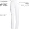 Lands’ End Women’s Relaxed Fit Sport Knit High Rise Pants – Soft Cotton Pull-On with Elastic Waist(White)