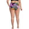 Lands’ End Women’s Ribbed Smoothing High Waisted Bikini Bottoms(Dark Wine Multi Floral Blooms)