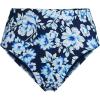 Lands’ End Women’s Ribbed Smoothing High Waisted Bikini Bottoms(Deep Sea Navy Painted Floral)