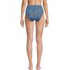 Lands’ End Women’s Ribbed Smoothing High Waisted Bikini Bottoms(Navy/Cloud Blue Ditsy Lilies)