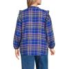 Lands’ End Women’s Ruffle Front Flannel Popover Blouse(Cobalt Blue/Bright Grape Plaid)