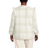 Lands’ End Women’s Ruffle Front Flannel Popover Blouse(Ivory/Portobello Check)