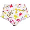 Lands’ End Women’s Ruffle High Waisted High Leg Bikini Bottoms(White Multi Garden Floral)